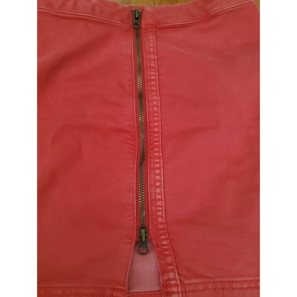Free People Denim Mini Skirt Full zip Women waist 26" Red - Picture 3 of 8